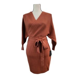 Lulu's Modena Rust Brown Dolman Sleeve Bodycon Sweater Dress